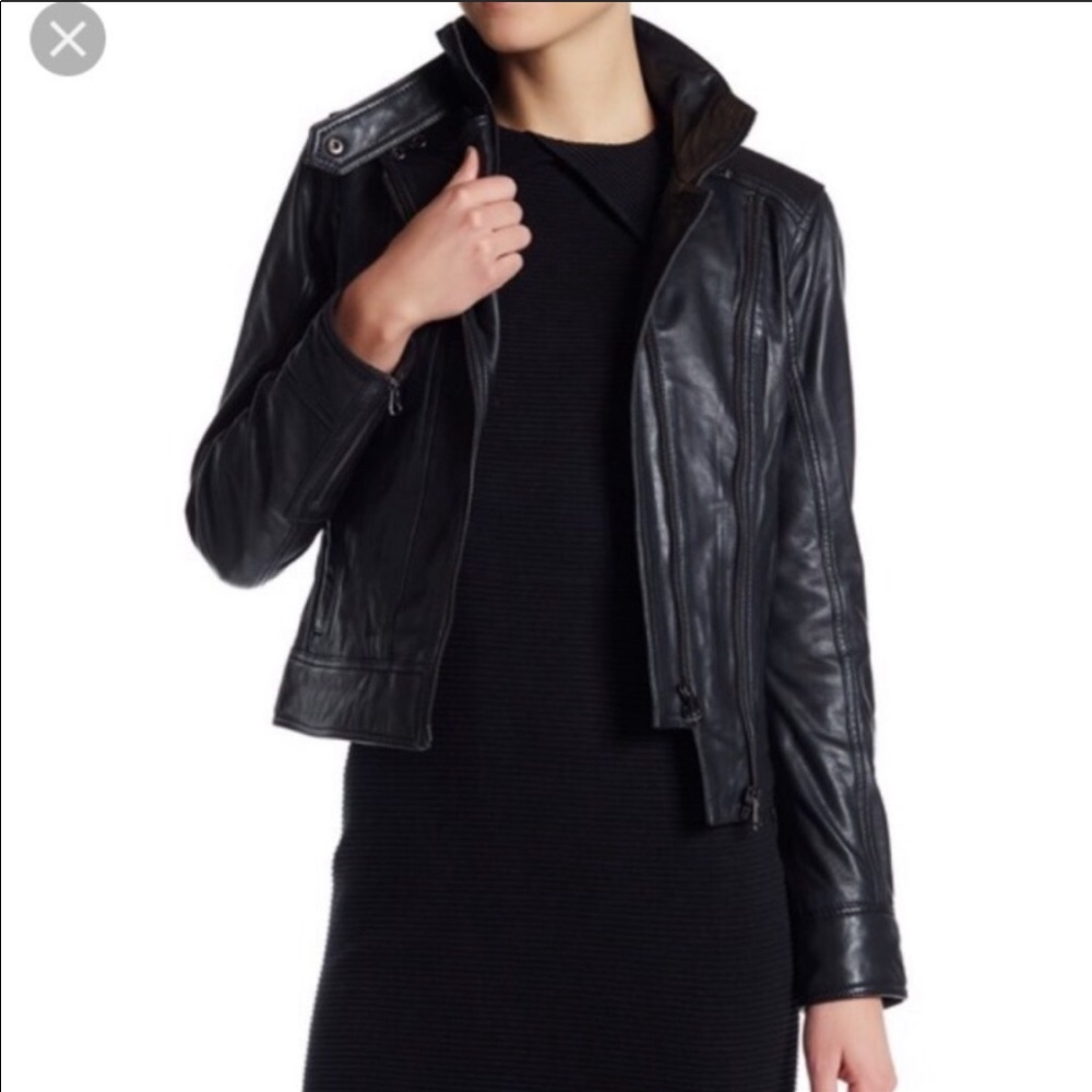 Ted Baker Roark Luxe Black Leather Moto Jacket